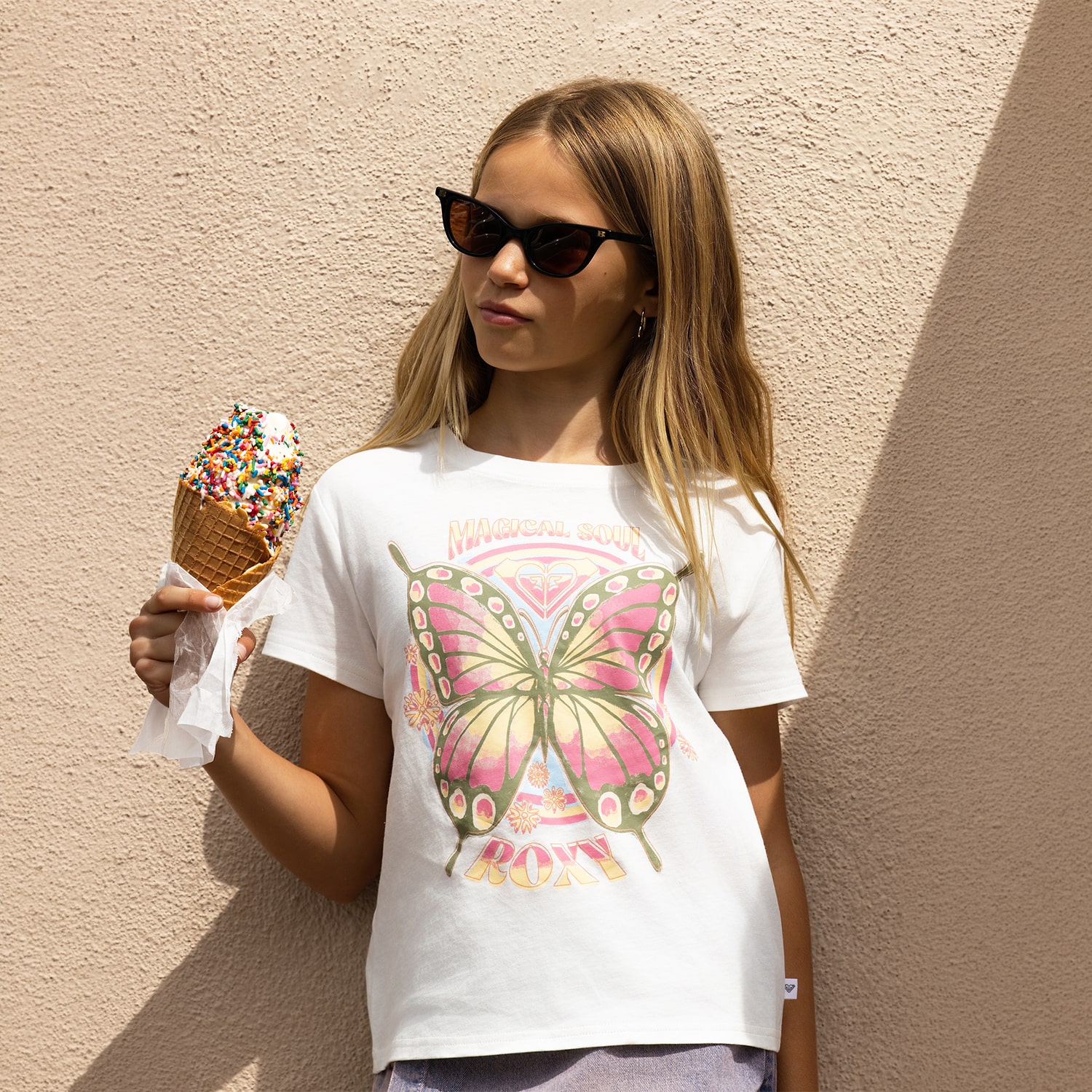Roxy Big Kid Girls Crew Neck Short Sleeve Regular Fit Graphic T-Shirt