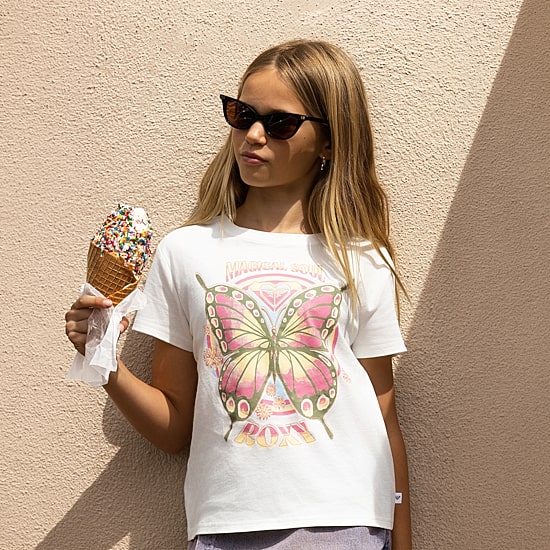 Roxy Big Kid Girls Crew Neck Short Sleeve Regular Fit Graphic T-Shirt