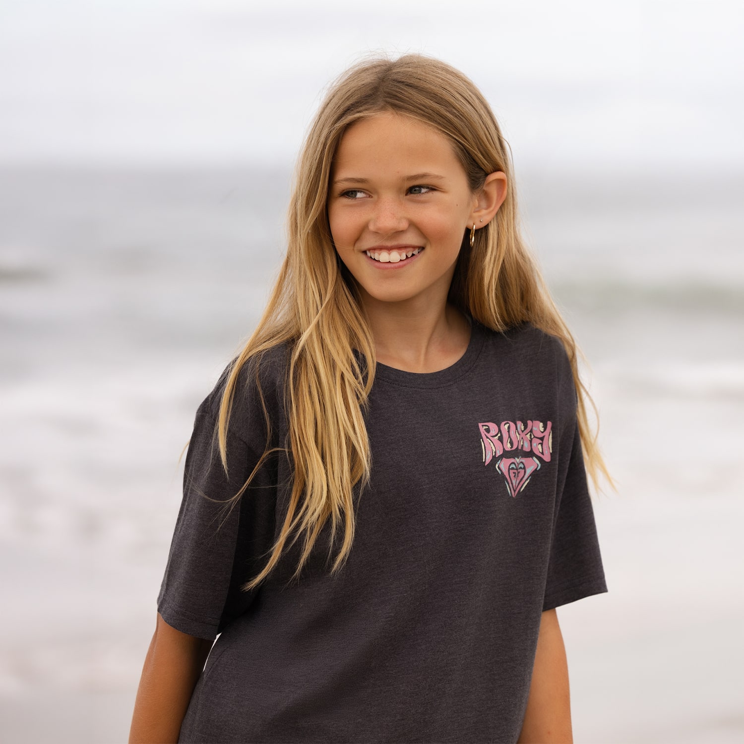 Roxy Big Kid Girls Crew Neck Short Sleeve Oversized Graphic T-Shirt