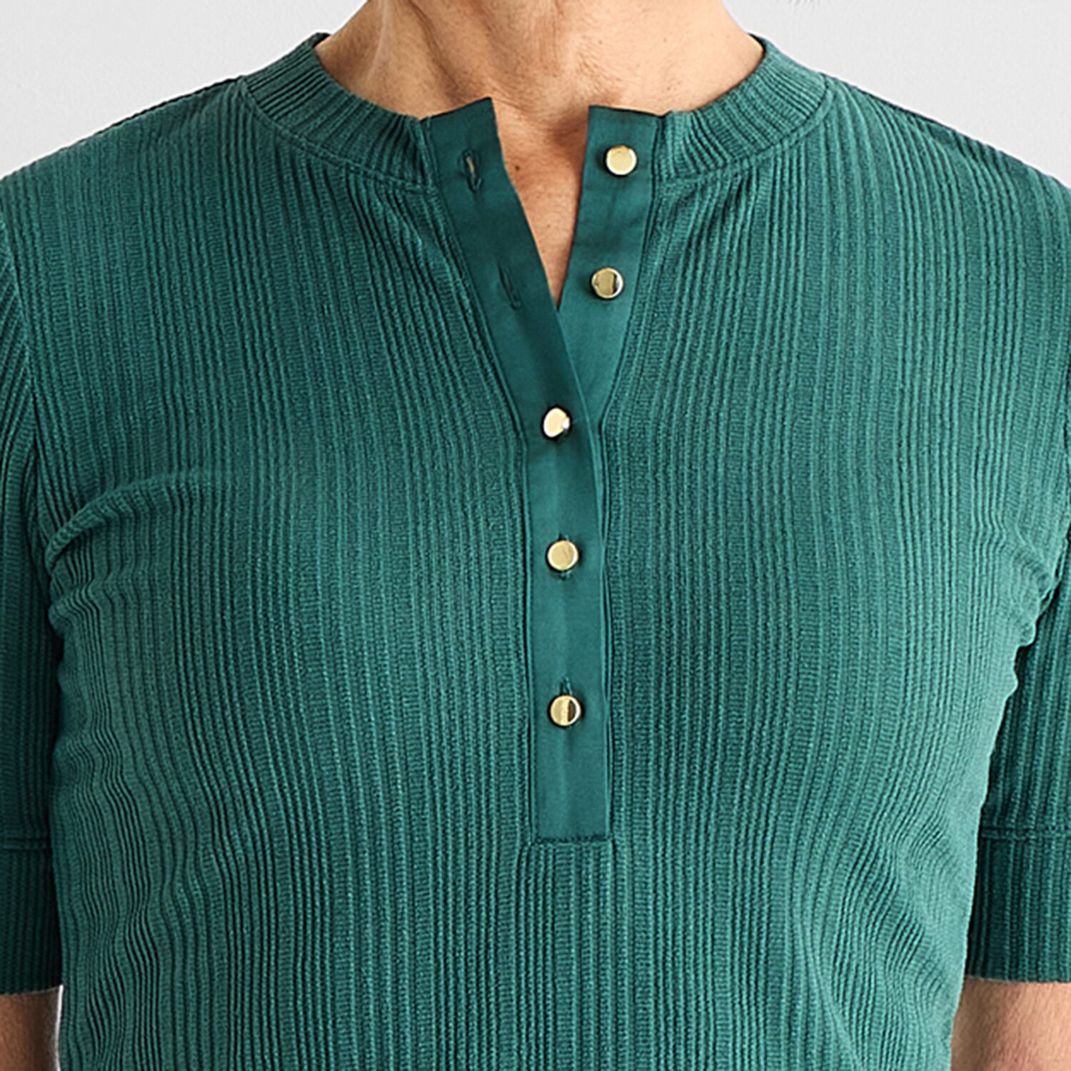 Liz Claiborne Womens Elbow Sleeve Regular Fit Henley Shirt