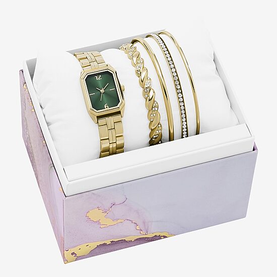 Ladies Boxed Sets Womens Crystal Accent Gold Tone 5-pc. Watch Boxed Set Fmdjset369