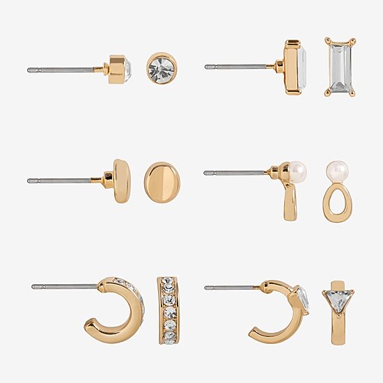 Bijoux Bar Womens Glass 6 Pair Earring Set