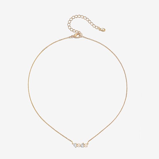 Bijoux Bar Womens Glass Pear 16 Inch Pendant Necklace