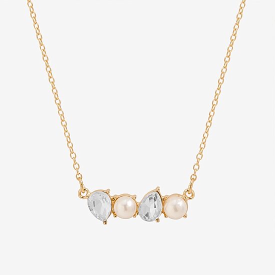 Bijoux Bar Womens Glass Pear 16 Inch Pendant Necklace
