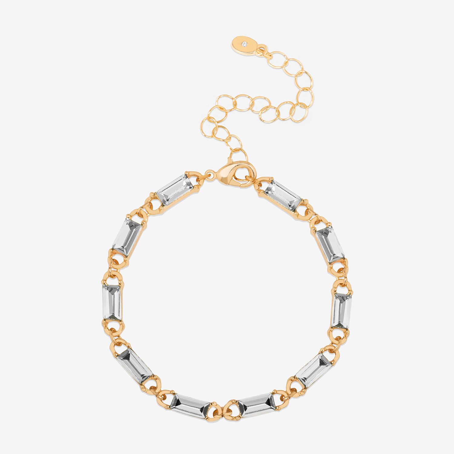 Bijoux Bar Womens Glass Rectangular 7 Inch Tennis Bracelet