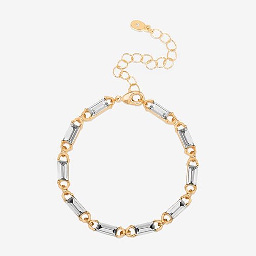Bijoux Bar Womens Glass Rectangular 7 Inch Tennis Bracelet In Yellow