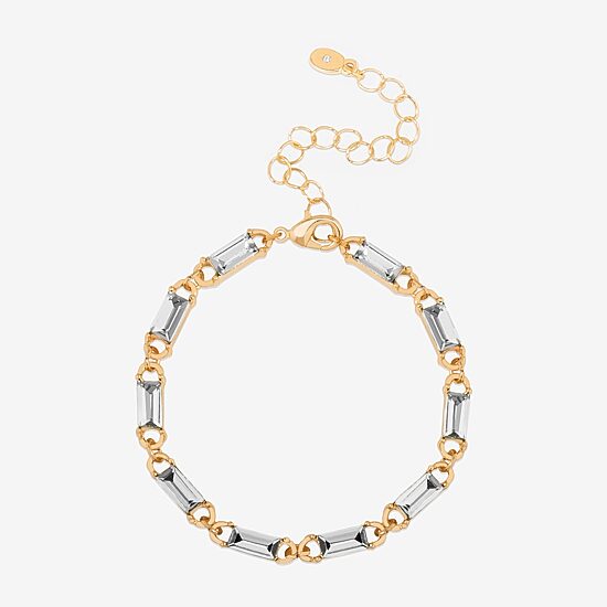Bijoux Bar Womens Glass Rectangular 7 Inch Tennis Bracelet
