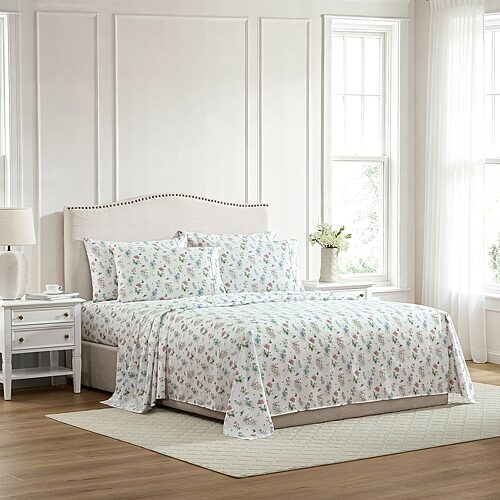 Lenox Printed Microfiber 6-Piece Sheet Set, Full - Butterfly Meadow Pink