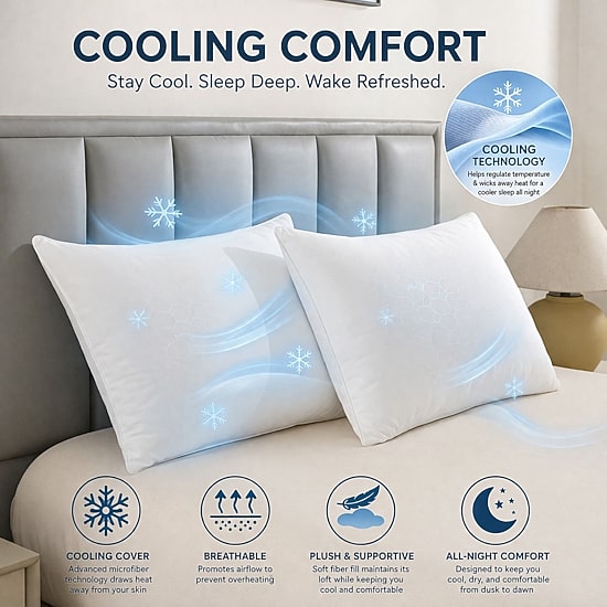 Sweet Home Collection Down Alternative Cooling Plush Bed Pillows 2PK