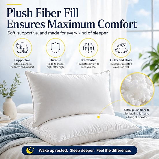 Sweet Home Collection Down Alternative Cooling Plush Bed Pillows 2PK