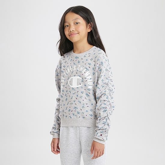 Champion Big Kid Girls Crew Neck Fleece Long Sleeve Sweatshirt