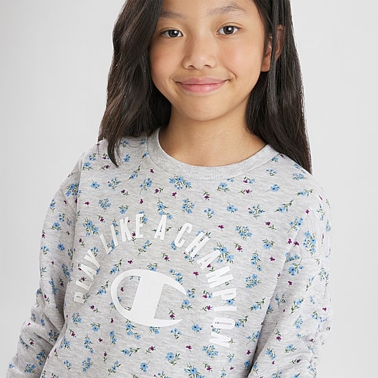 Champion Big Kid Girls Crew Neck Fleece Long Sleeve Sweatshirt