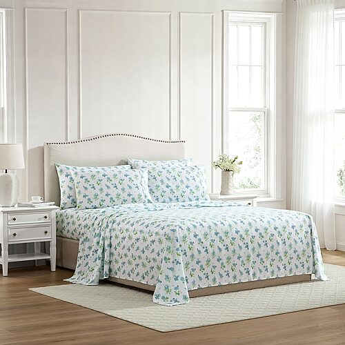 Lenox Printed Microfiber 6-Piece Sheet Set, Full - Butterfly Meadow Blue