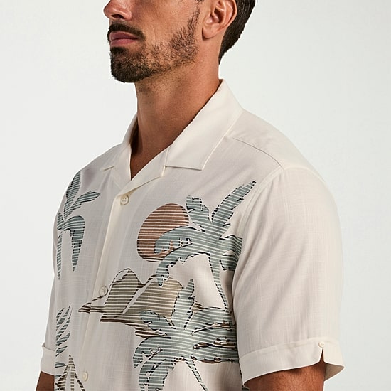 Cubavera Mens Short Sleeve Regular Fit Button-Down Shirt