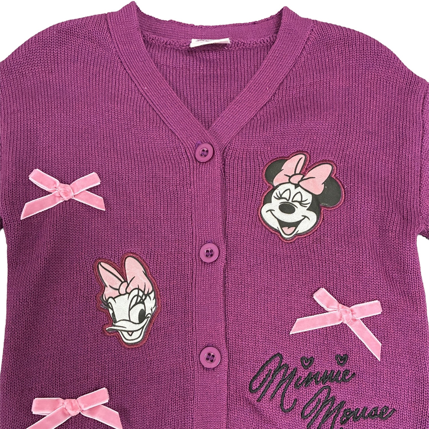 Toddler Girls V Neck Long Sleeve Button Minnie Mouse Bows Cardigan