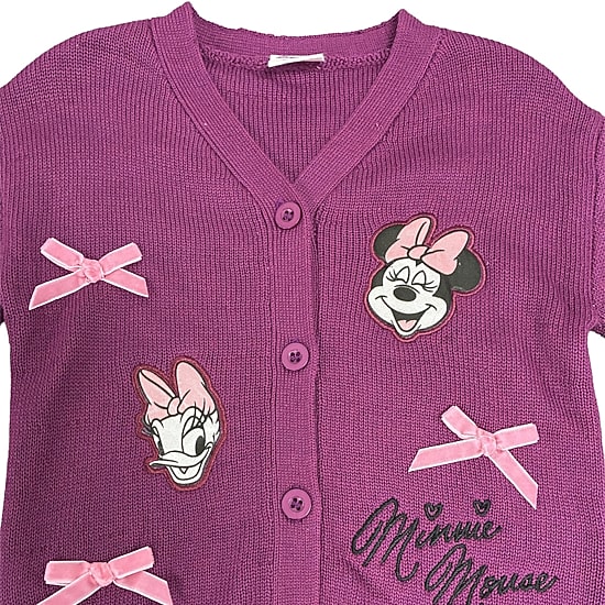 Toddler Girls V Neck Long Sleeve Button Minnie Mouse Bows Cardigan