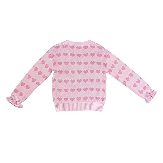 Toddler Girls V Neck Long Sleeve Button Princess Hearts Cardigan