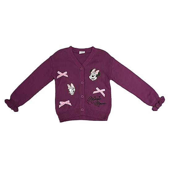 Toddler Girls V Neck Long Sleeve Button Minnie Mouse Bows Cardigan