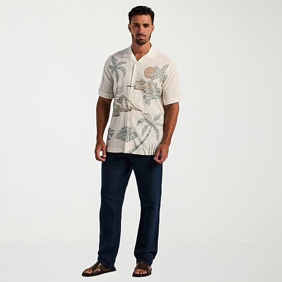 Cubavera Mens Short Sleeve Regular Fit Button-Down Shirt