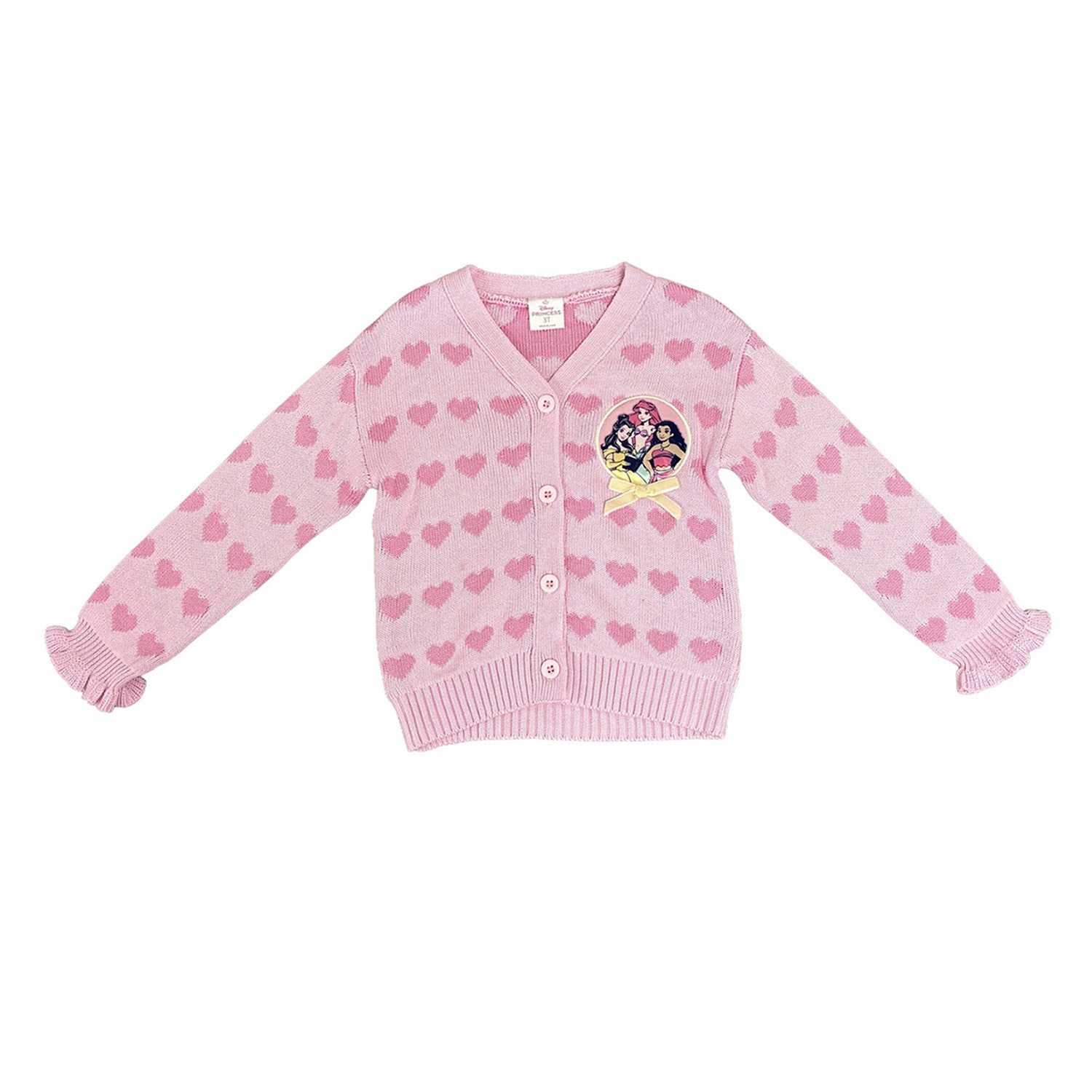 Toddler Girls V Neck Long Sleeve Button Princess Hearts Cardigan
