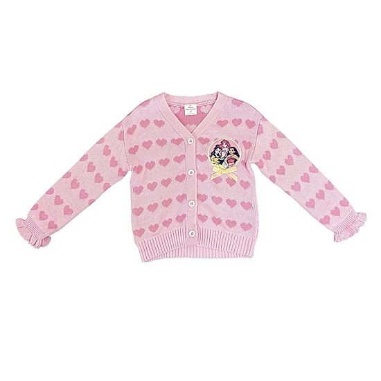Toddler Girls V Neck Long Sleeve Button Princess Hearts Cardigan