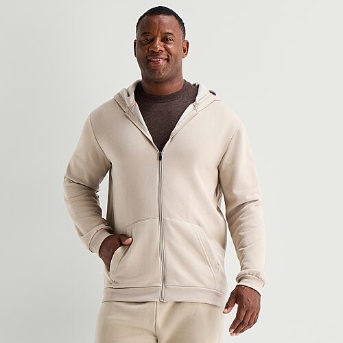 Xersion Sweatshirt Mens Long Sleeve Zipper Active Big And Tall Hoodie In Beige