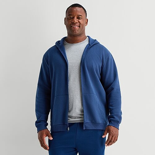 Xersion Sweatshirt Mens Long Sleeve Zipper Active Big And Tall Hoodie In Blue