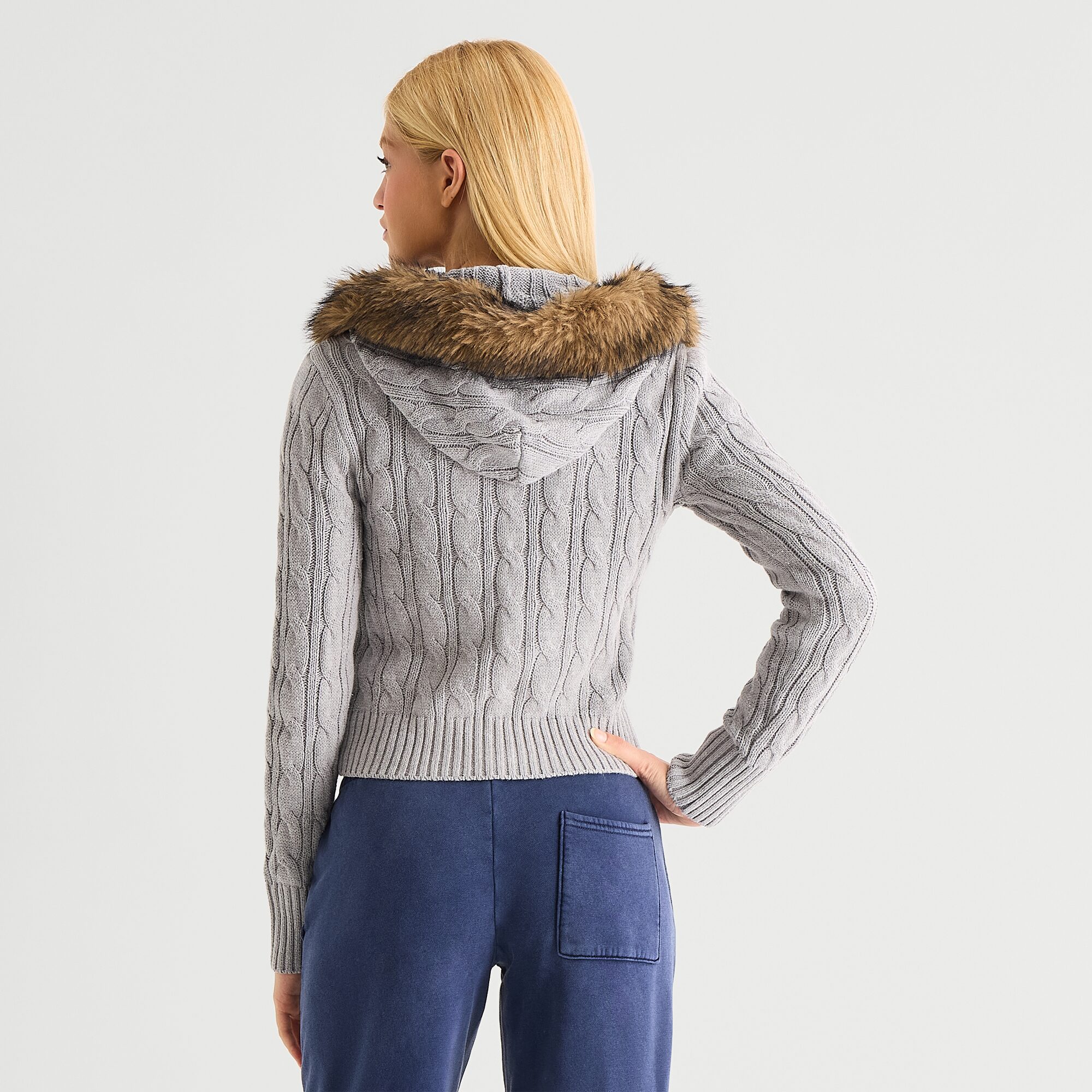 Arizona Womens Juniors Hooded Long Sleeve Zipper Cardigan