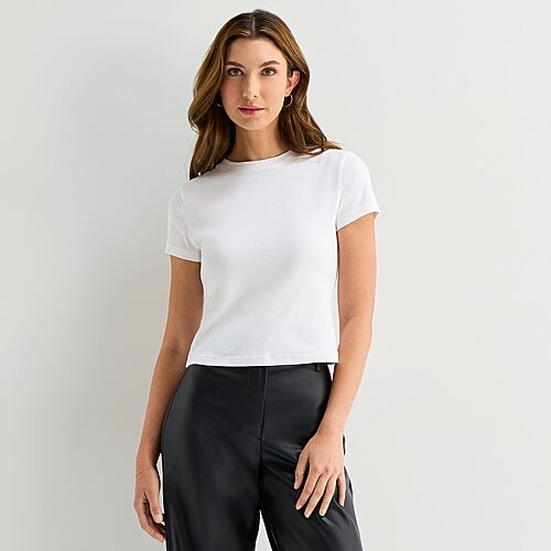 Ana Womens Crew Neck Short Sleeve T-shirt In Multi