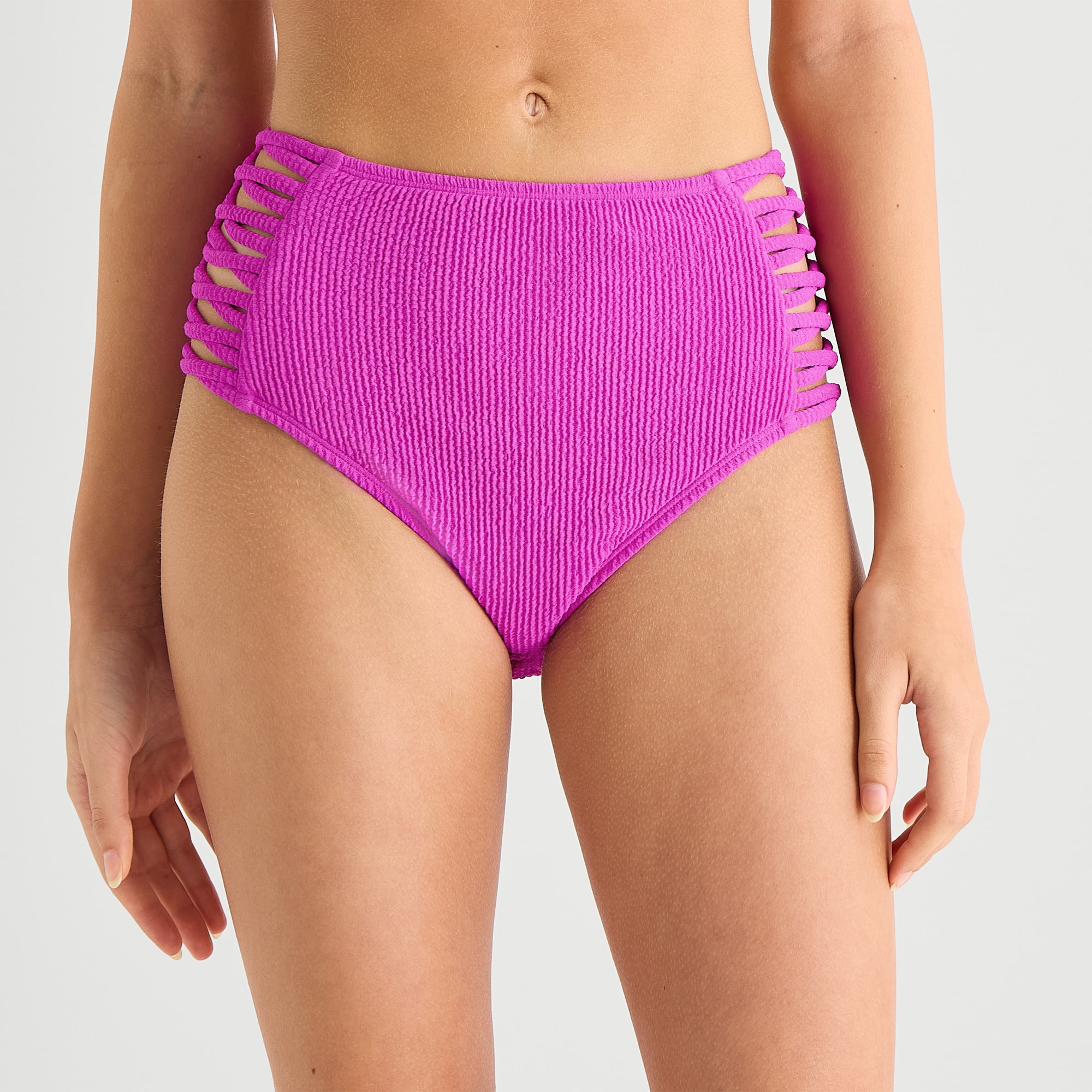 Arizona Womens Lined Juniors Cheeky High Waist Bikini Swimsuit Bottom