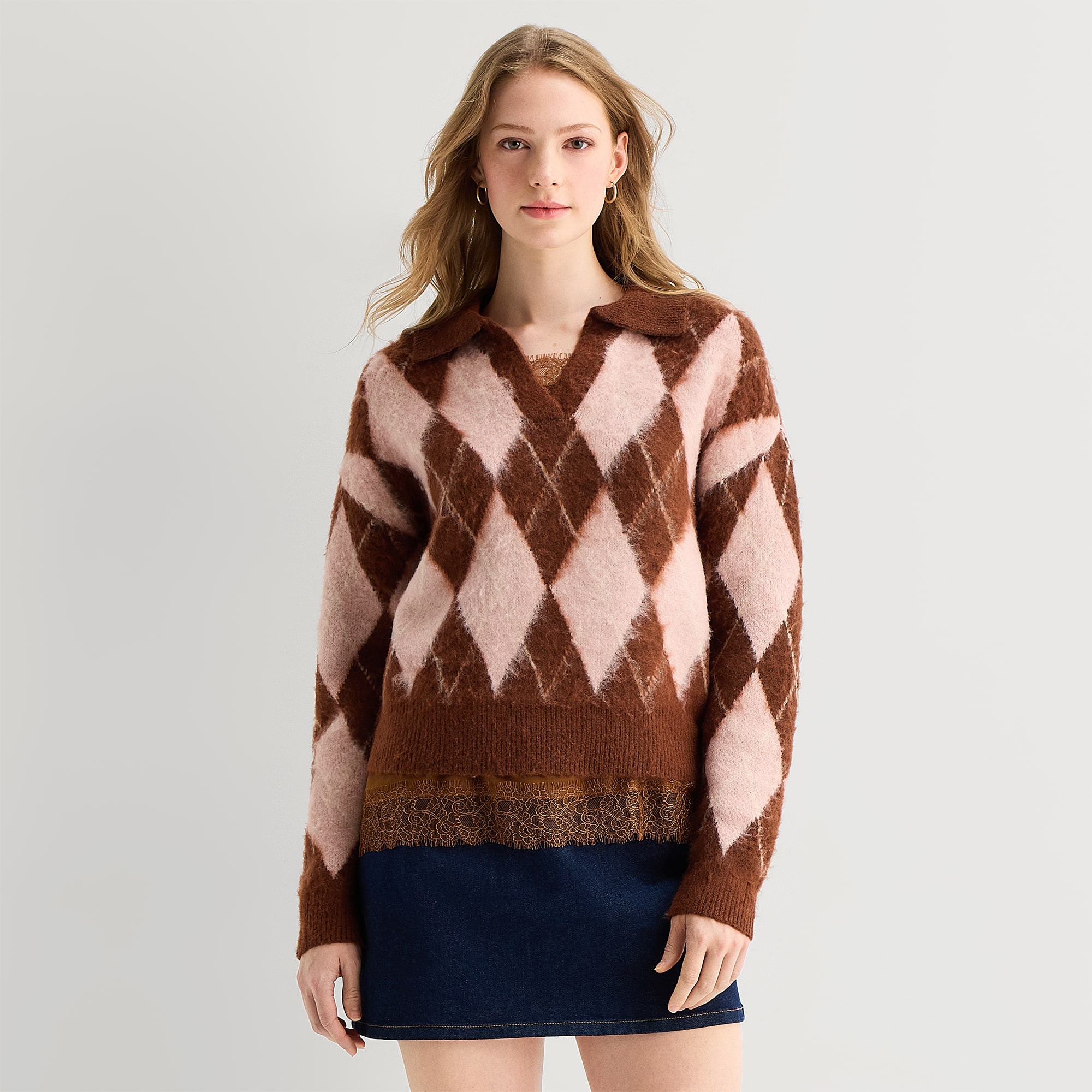 A.N.A Womens Long Sleeve Polo Sweater