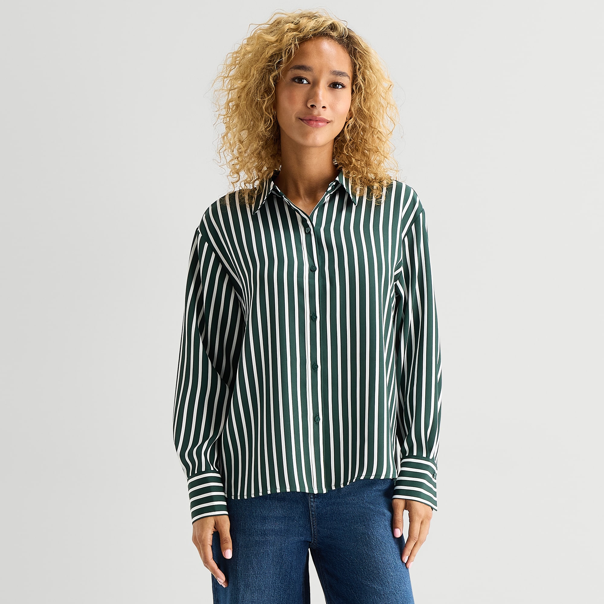 A.N.A Womens Cuffed Long Sleeve Regular Fit Button-Down Shirt