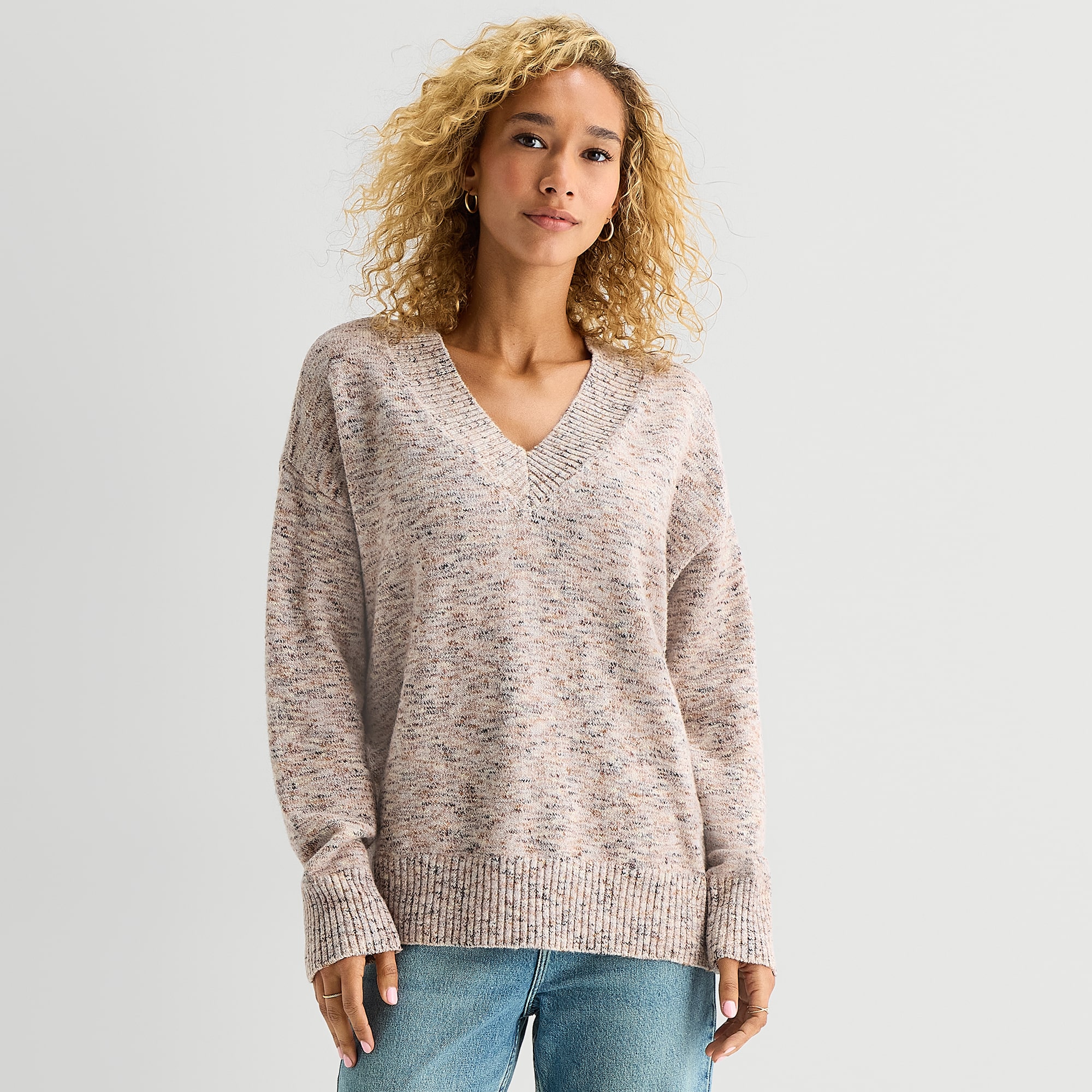A.N.A Womens V Neck Long Sleeve Pullover Sweater