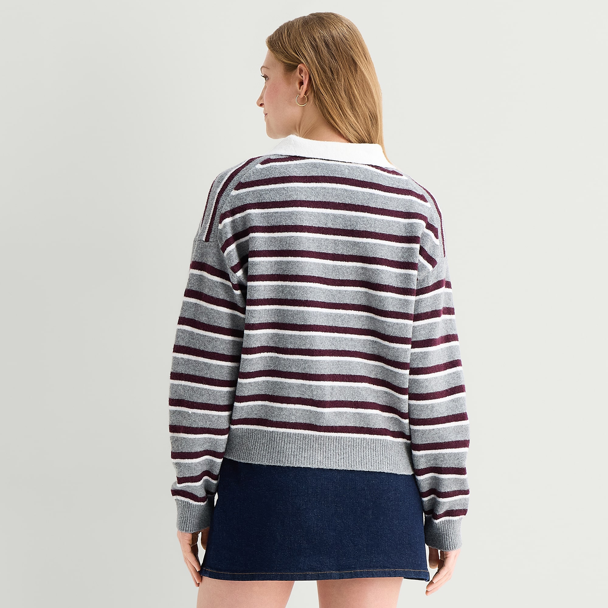 A.N.A Womens Long Sleeve Striped Pullover Sweater