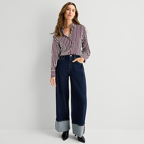 A.N.A Womens Cuffed Long Sleeve Regular Fit Button-Down Shirt