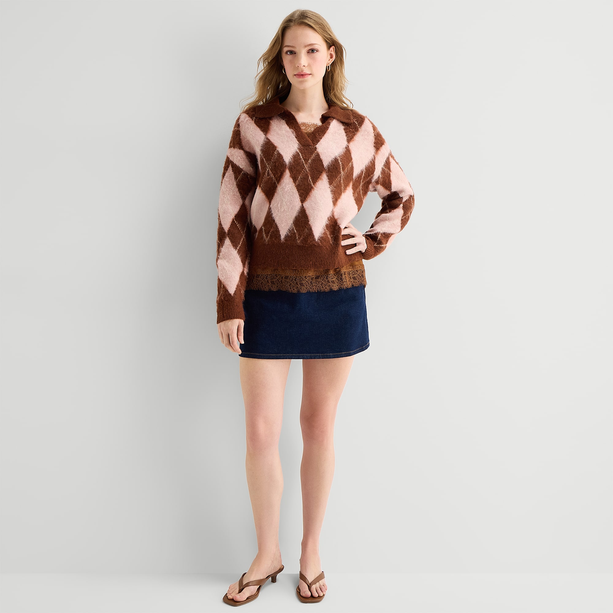 A.N.A Womens Long Sleeve Polo Sweater