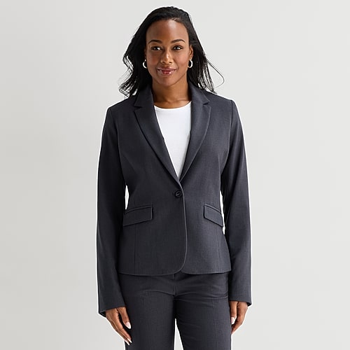 Liz Claiborne Kate Womens Classic Fit Blazer, 6, Gray
