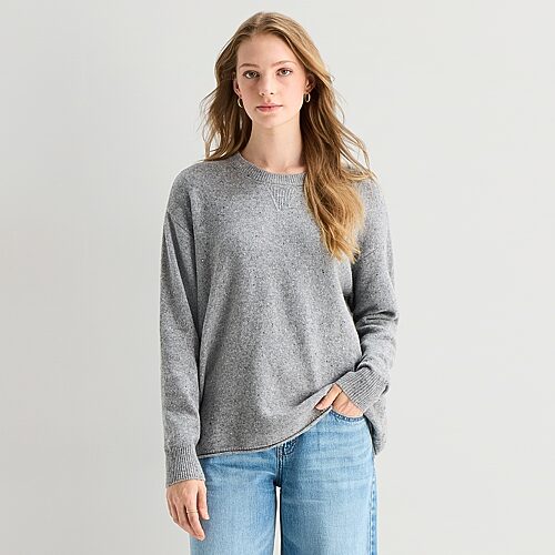 Ana Womens Crew Neck Long Sleeve Pullover Sweater In Gray