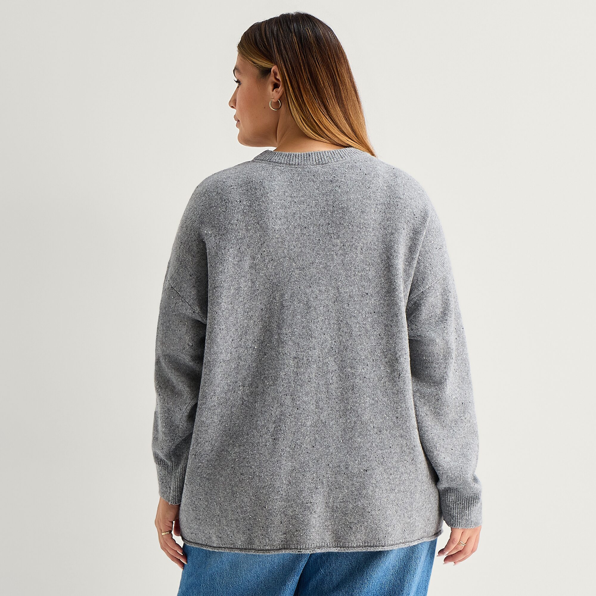 A.N.A Plus Womens Crew Neck Long Sleeve Pullover Sweater