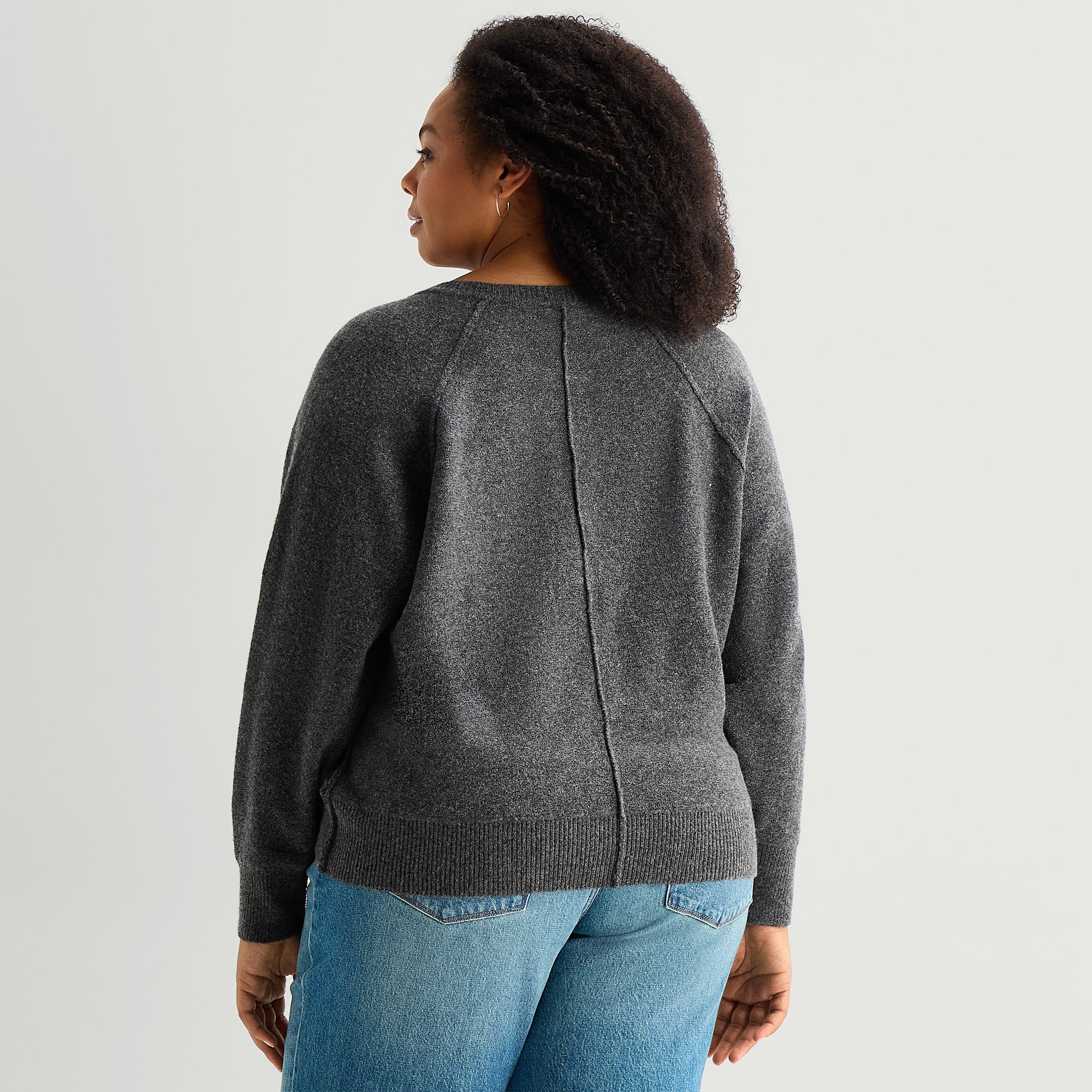 A.N.A Plus Womens Crew Neck Long Sleeve Pullover Sweater