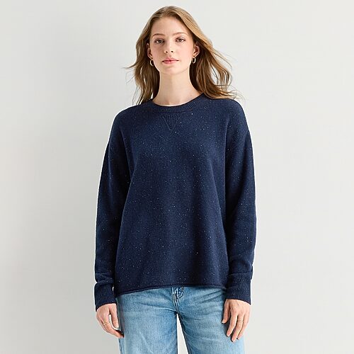 Ana Womens Crew Neck Long Sleeve Pullover Sweater In Blue