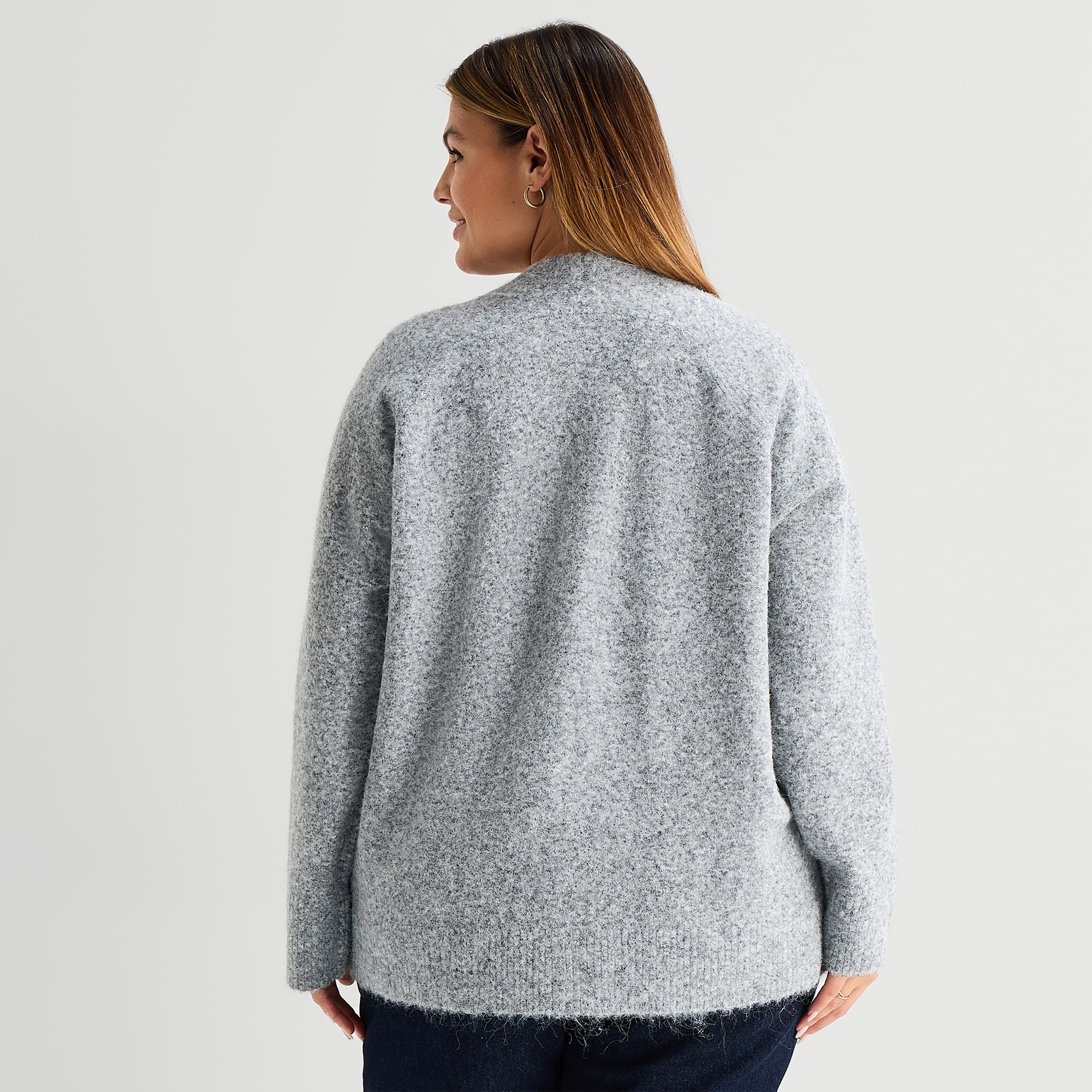 A.N.A Oversized Boyfriend Womens V Neck Long Sleeve Button Plus Cardigan