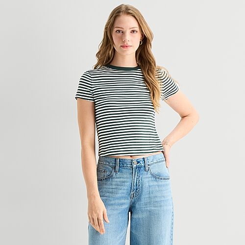 Ana Womens Crew Neck Short Sleeve T-shirt In Green