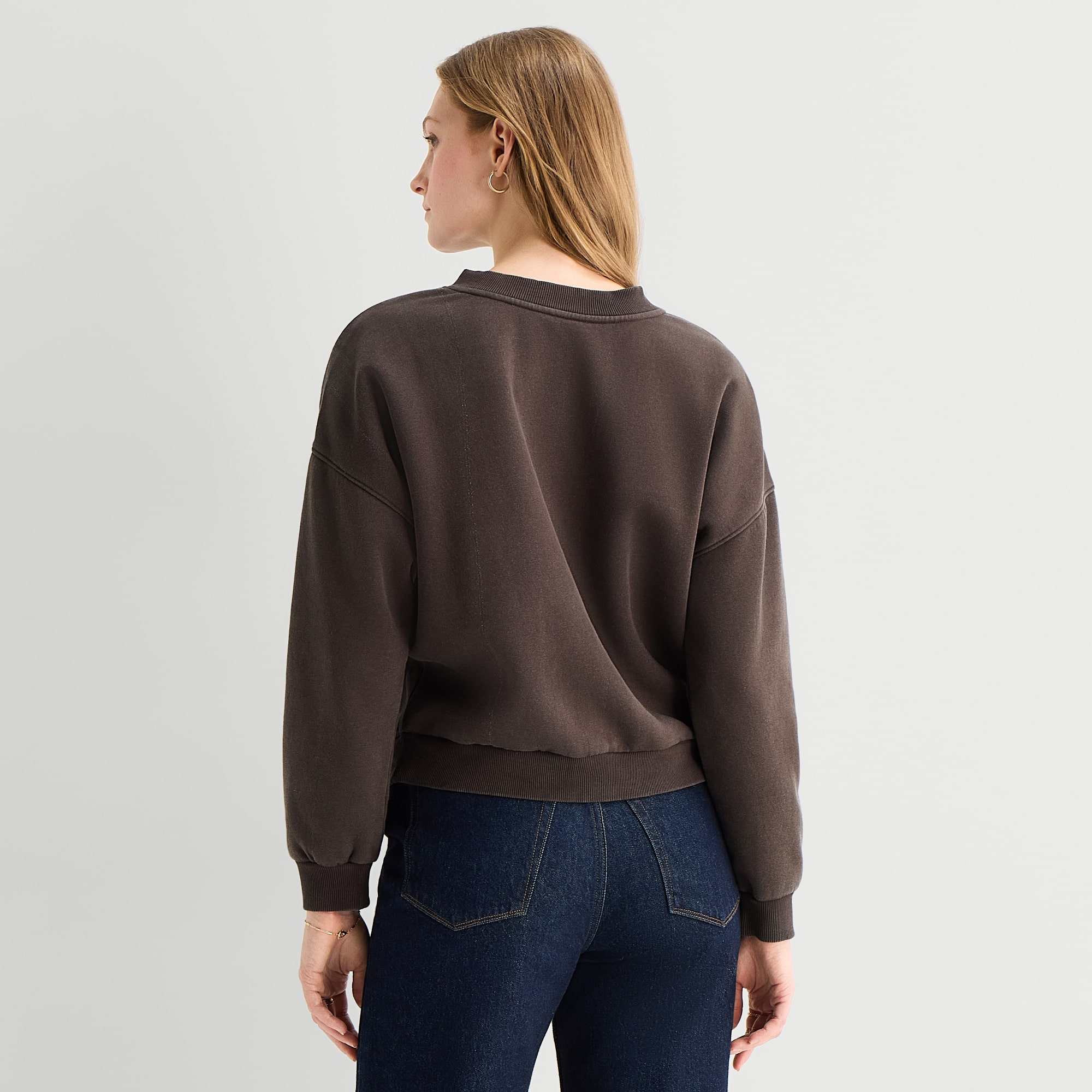 A.N.A Womens V Neck Long Sleeve Sweatshirt