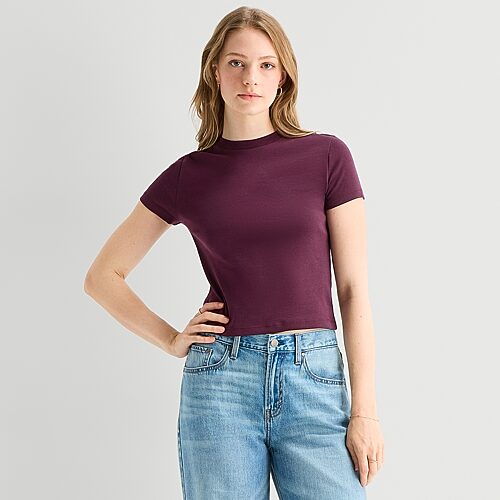 Ana Womens Crew Neck Short Sleeve T-shirt In Red