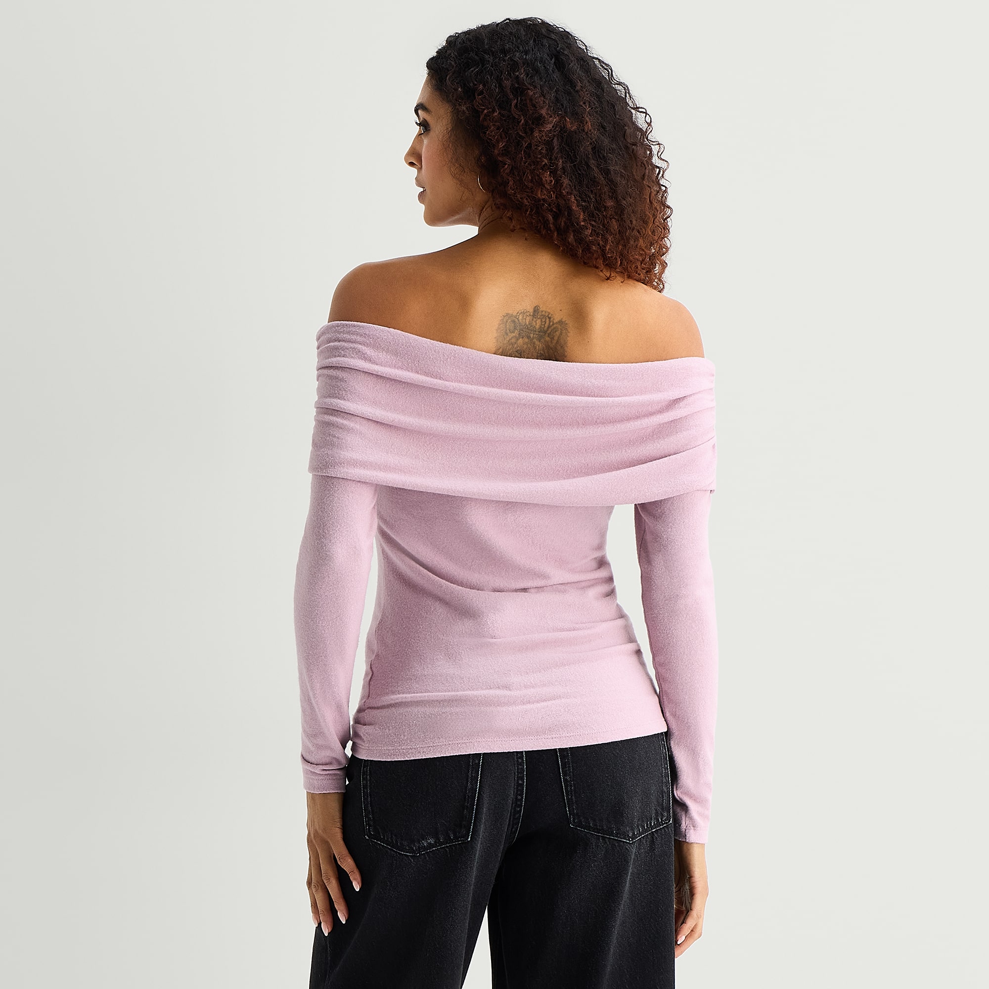 A.N.A Off The Shoulder Womens Asymmetrical Neck Long Sleeve T-Shirt