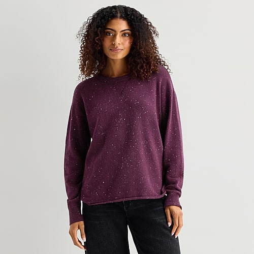 Ana Womens Crew Neck Long Sleeve Pullover Sweater In Red