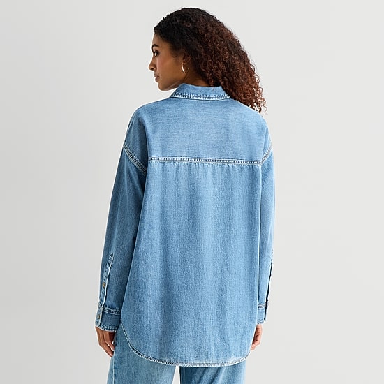 A.N.A Womens Cuffed Long Sleeve Regular Fit Button-Down Shirt