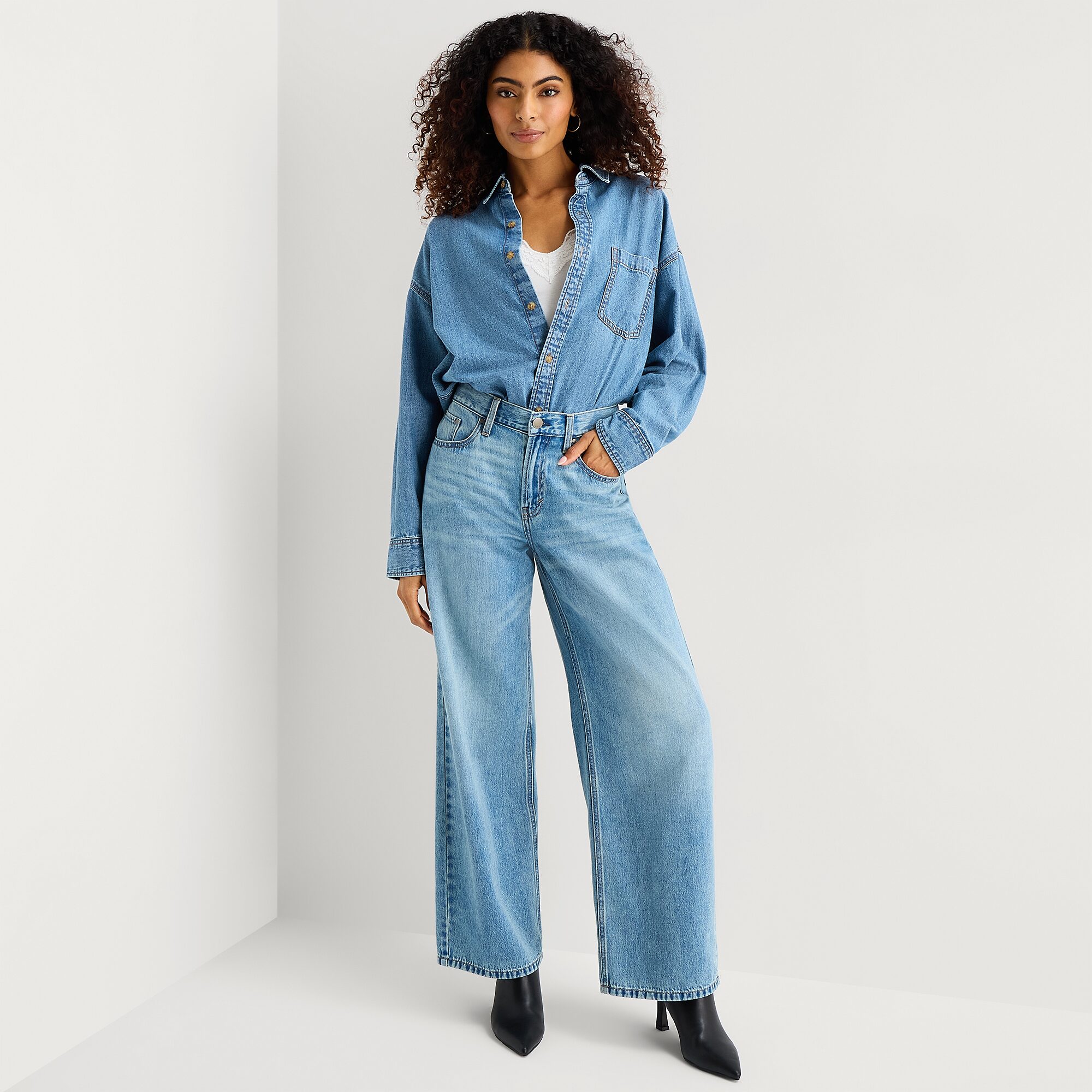 A.N.A Womens Cuffed Long Sleeve Regular Fit Button-Down Shirt