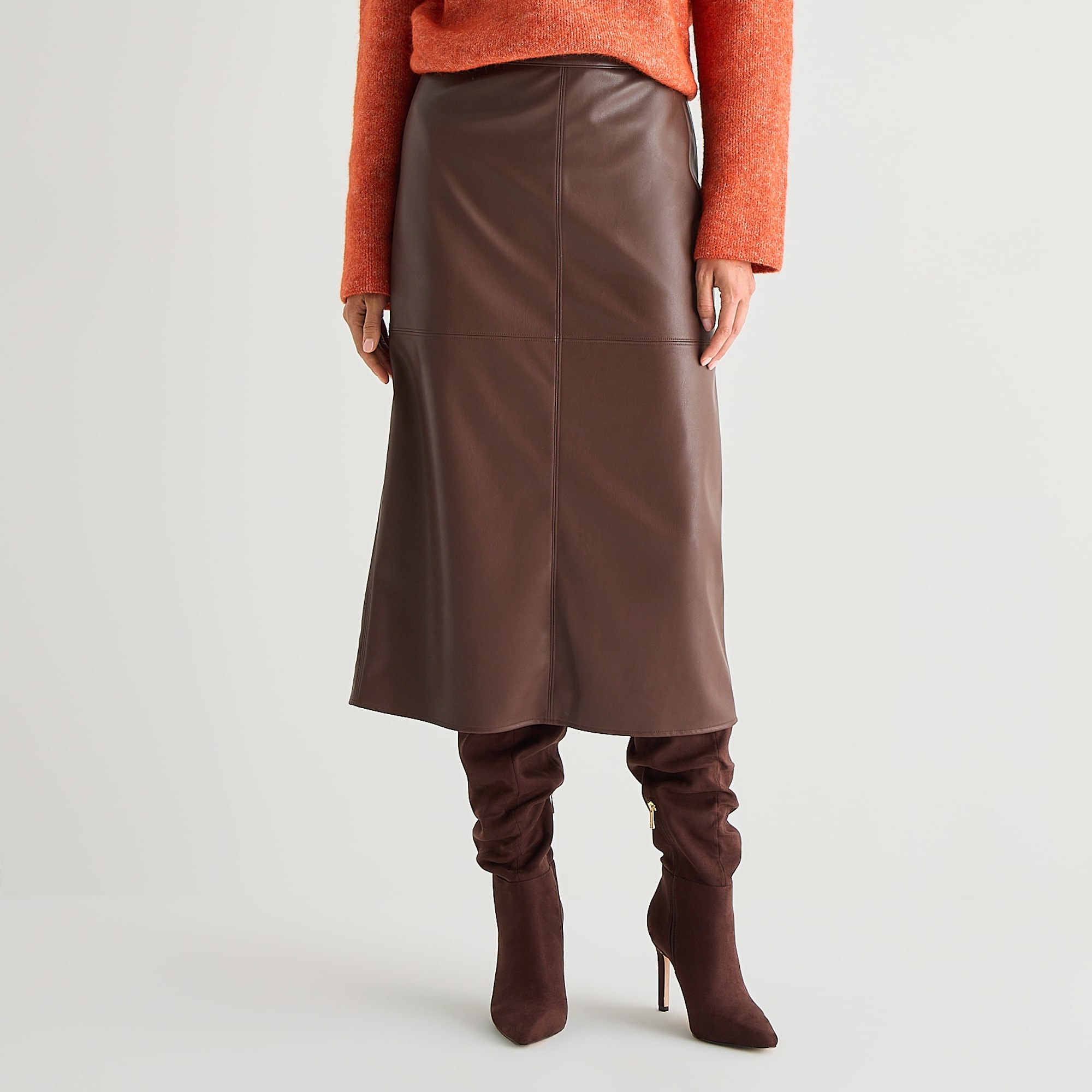Worthington Womens Midi Faux Leather Pencil Skirt